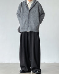 Pantaloni con pinces a gamba larga in misto lana