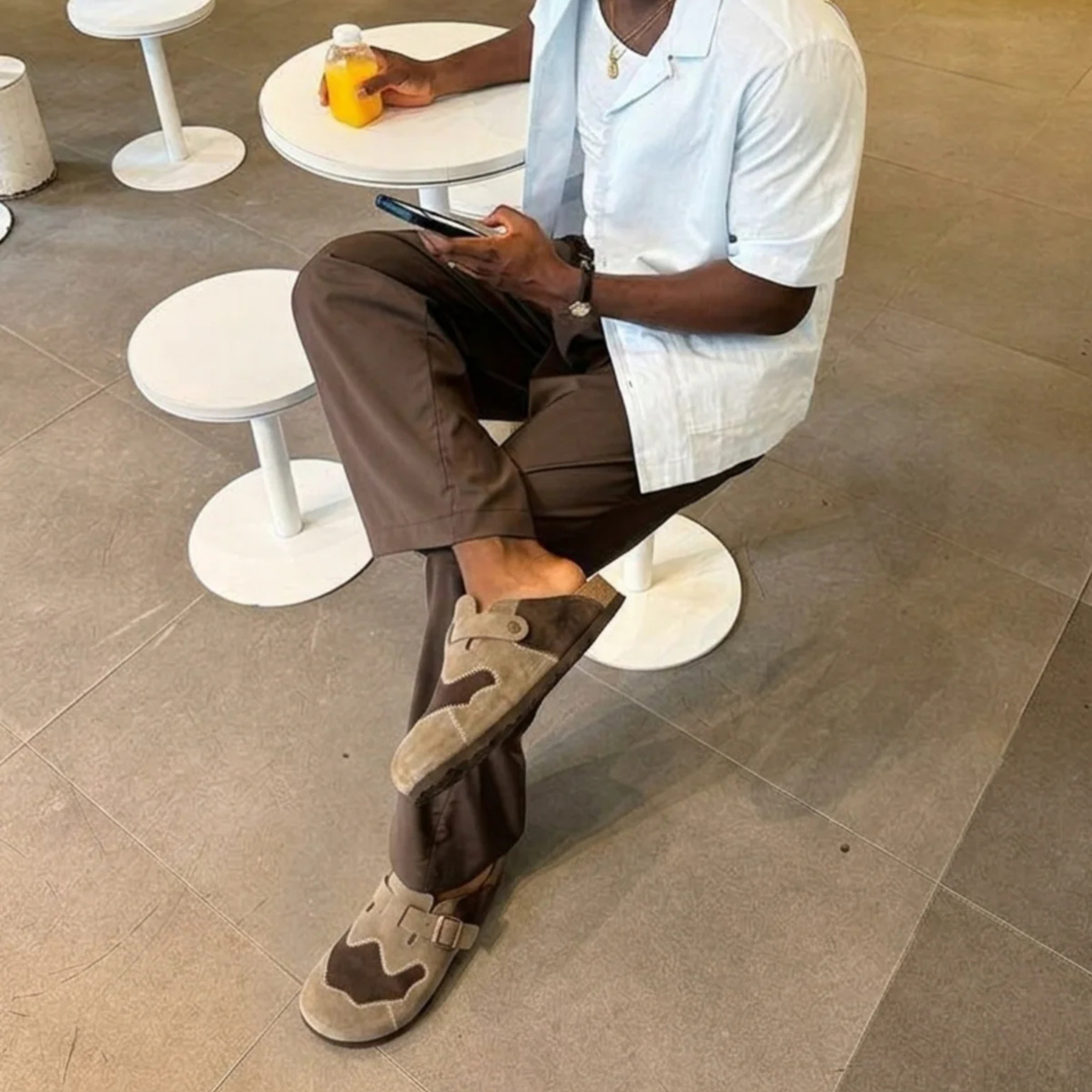 Zoccoli in Suede 'Rework' — Marrone / Beige — Vista posteriore