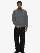 Maglione in Maglia Vintage Floreale con Zip 'Wheat Ear' — Vista 4