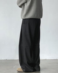Pantaloni Wide-Leg con Pinces in Misto Lana