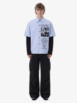 Camicia a Righe con Illustrazione Vintage Doppio Strato — Vista 4