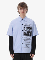 Camicia a Righe con Illustrazione Vintage Doppio Strato