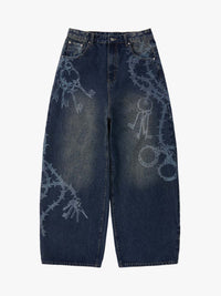 Jeans Baggy Retrò con Motivo 'Thorn & Key' — Vista 3