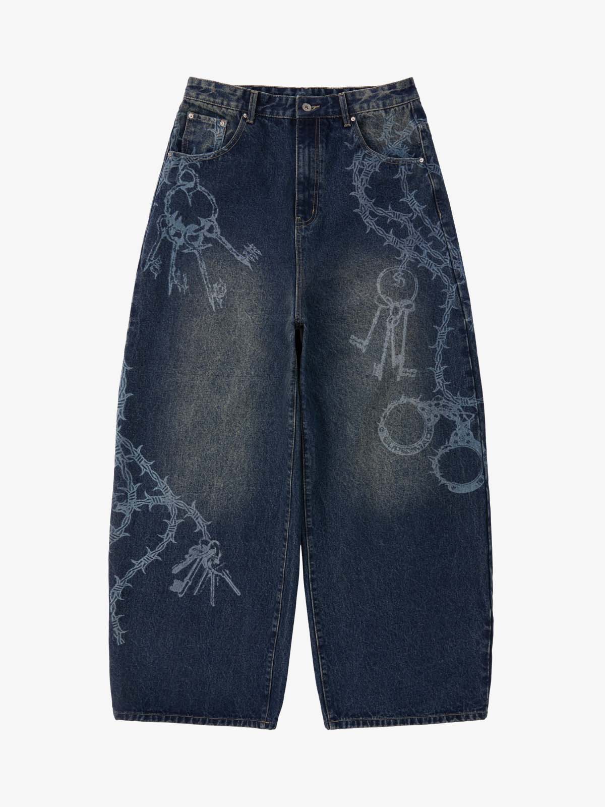 Jeans Baggy Retrò con Motivo 'Thorn & Key' — Vista 3