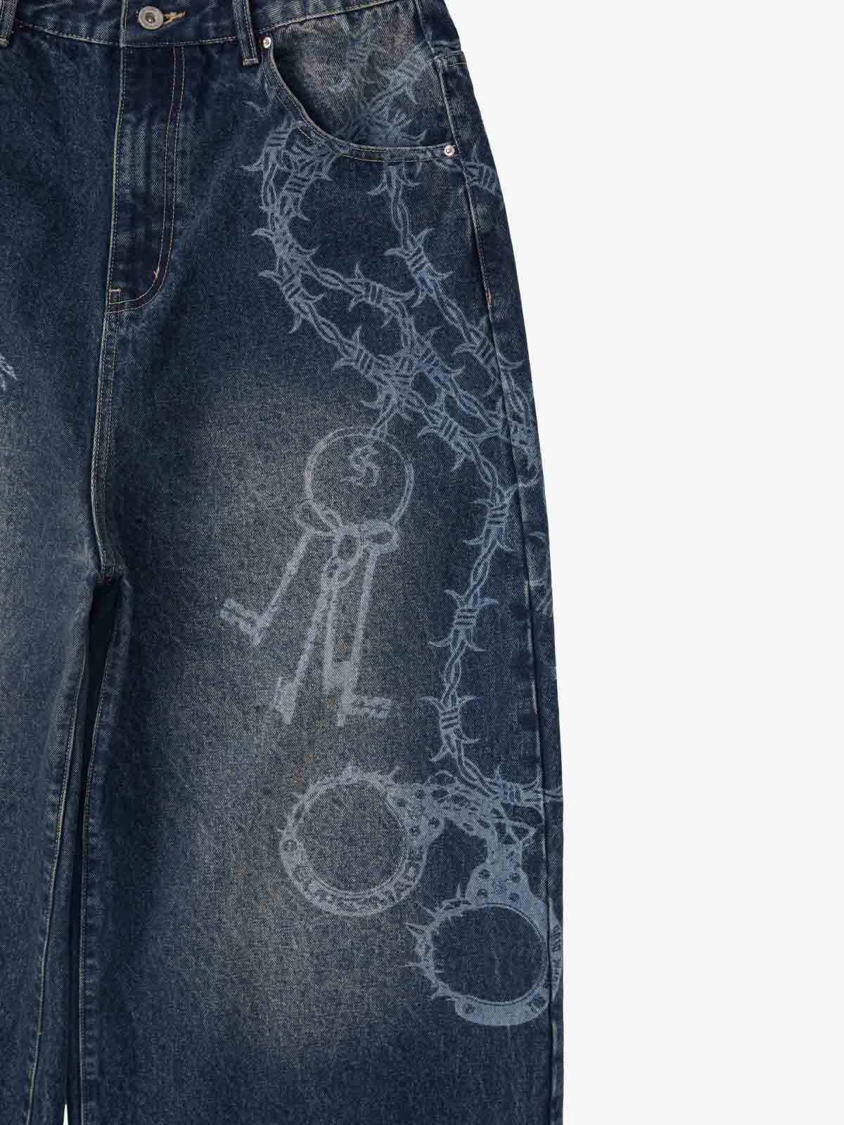 Jeans Baggy Retrò con Motivo 'Thorn & Key' — Vista 13