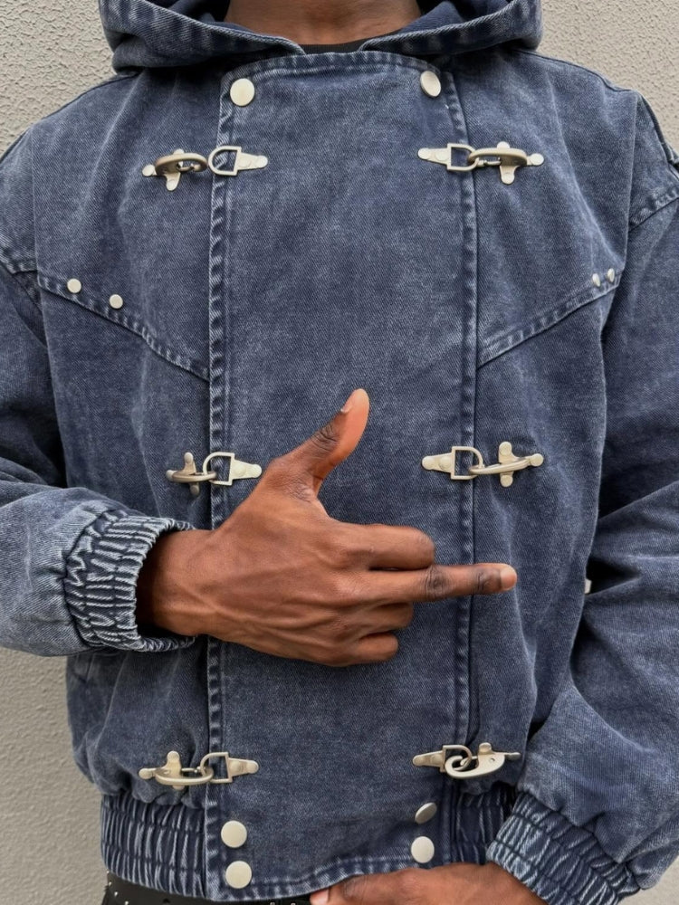Giacca in Denim con Alamari — Vista 3