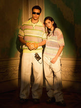 Polo Crochet a Righe Pastello a Maniche Corte — Vista 5