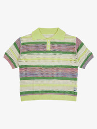 Polo Crochet a Righe Pastello a Maniche Corte — Vista 12