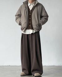 Pantaloni con pinces a gamba larga in misto lana