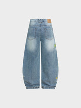 Jeans Washed Baggy in Denim 'Flower' — Vista 8