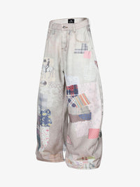 Jeans Vintage Washed con Stampa Collage — Vista 7