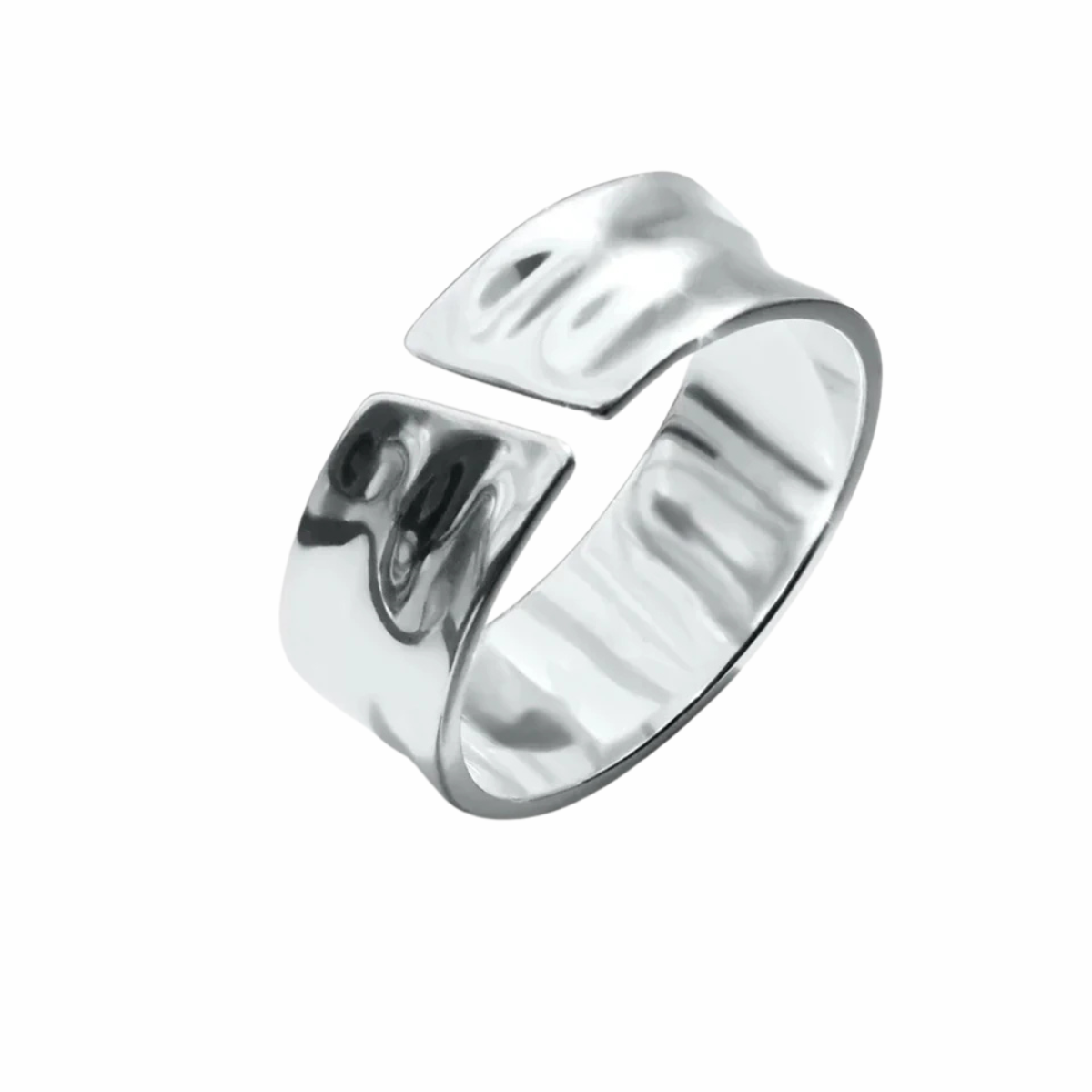 Anello da uomo largo regolabile in acciaio inox argento
