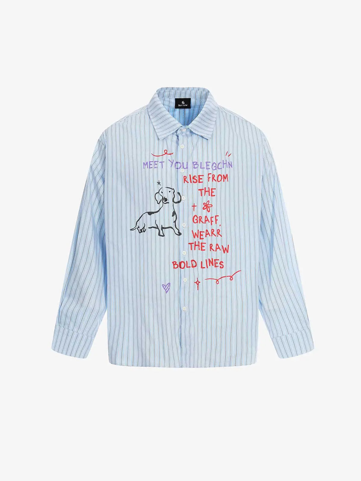 Camicia a Righe con Grafica Graffiti — Vista 4
