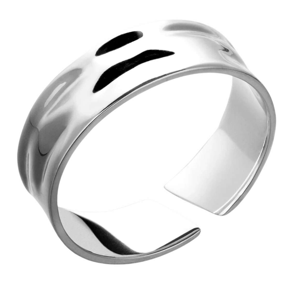 Anello da uomo largo regolabile in acciaio inox argento