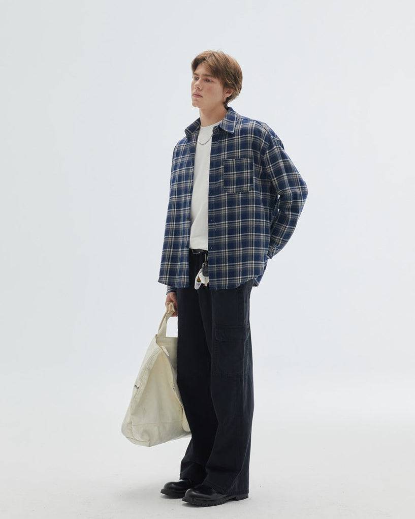 Overshirt a Quadri in Cotone