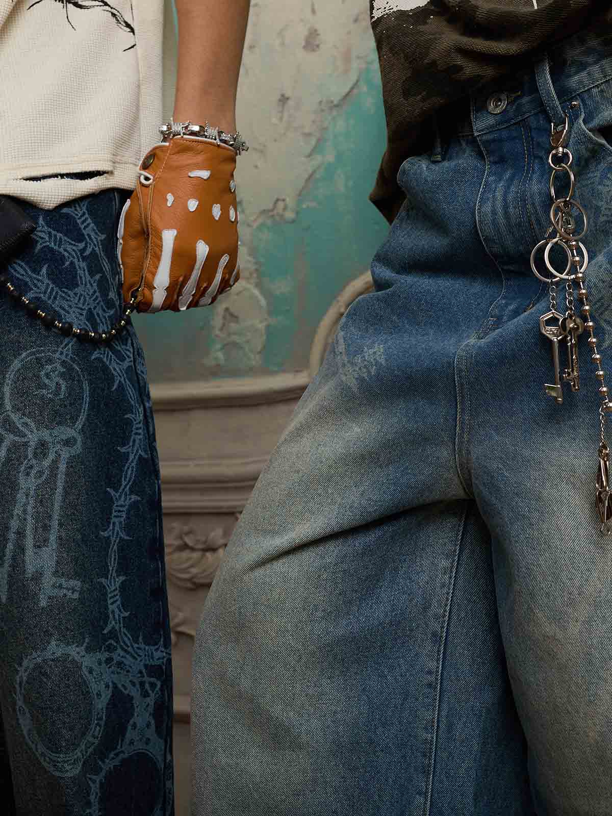 Jeans Baggy Retrò con Motivo 'Thorn & Key' — Vista 12