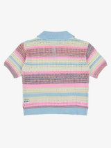 Polo Crochet a Righe Pastello a Maniche Corte — Vista 8