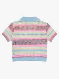 Polo Crochet a Righe Pastello a Maniche Corte — Vista 8