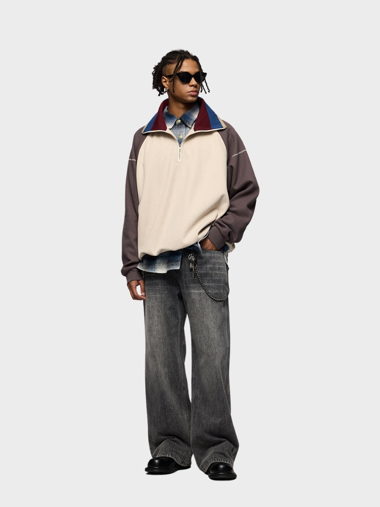 Jeans Baggy in Denim — Nero Grigio — Vista 4