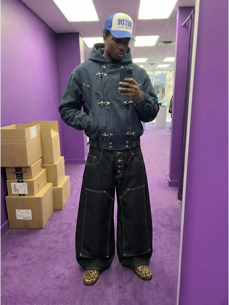 Giacca in Denim con Alamari — Vista 4