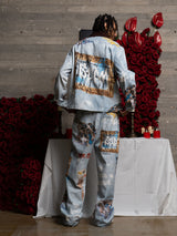 Giacca Effetto Vissuto con Grafica in Denim 'Artistic Patches' — Vista 4