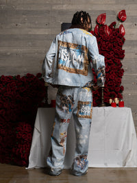 Giacca Effetto Vissuto con Grafica in Denim 'Artistic Patches' — Vista 4