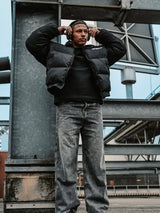 Jeans Baggy in Denim — Nero Grigio — Vista 5