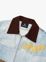 Giacca Effetto Vissuto con Grafica in Denim 'Artistic Patches' — Vista 9