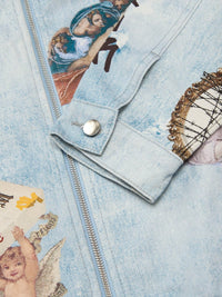 Giacca Effetto Vissuto con Grafica in Denim 'Artistic Patches' — Vista 10