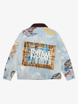 Giacca Effetto Vissuto con Grafica in Denim 'Artistic Patches' — Vista 8