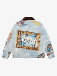 Giacca Effetto Vissuto con Grafica in Denim 'Artistic Patches' — Vista 8