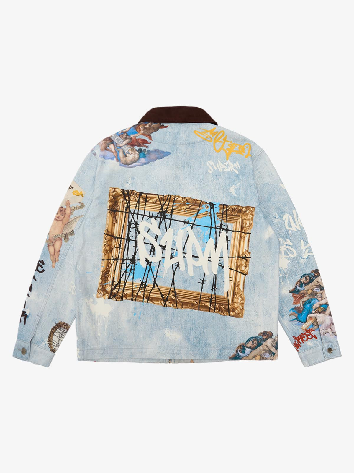 Giacca Effetto Vissuto con Grafica in Denim 'Artistic Patches' — Vista 8
