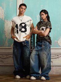 Jeans Baggy Retrò con Motivo 'Thorn & Key' — Vista 9