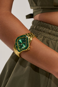 Orologio Dorato con Quadrante Verde