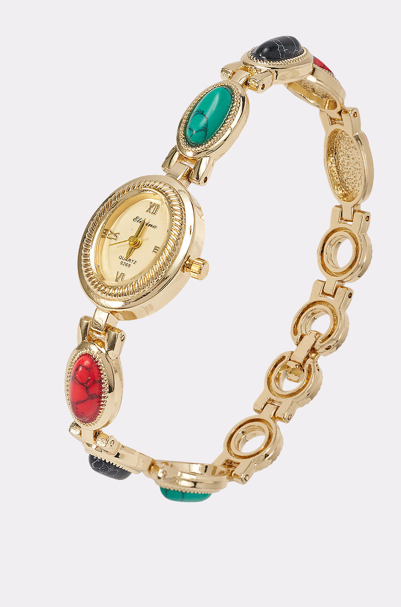 Orologio Dorato Marmorizzato Multicolore