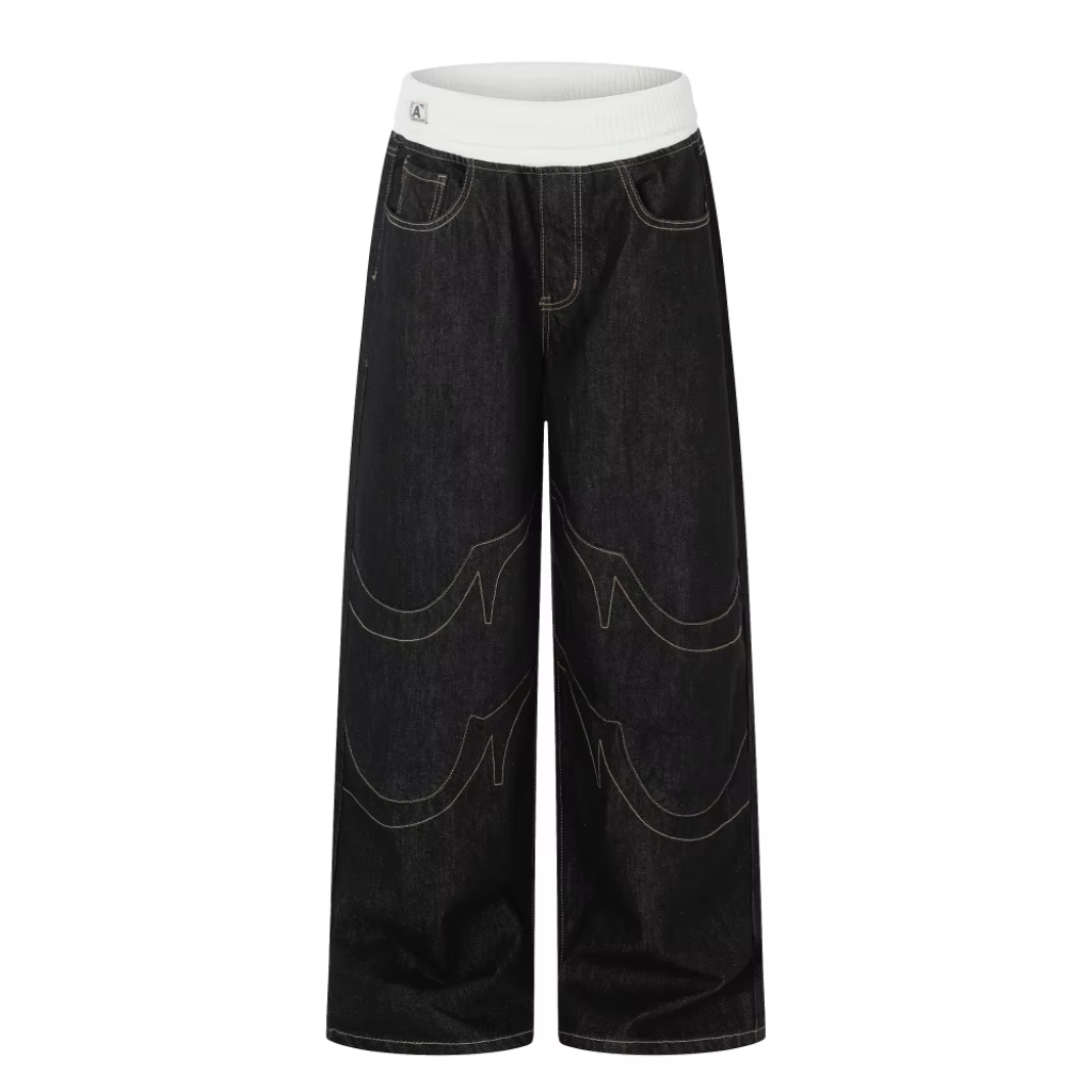 Jeans Baggy Neri a Vita Bassa
