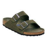 Birkenstock Arizona verde oliva con fibbie regolabili in metallo, vista laterale