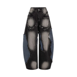 Jeans Baggy Patchwork con Strappi