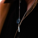 Collana da uomo con ciondolo quadrato minimalista in acciaio inox