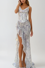 Vestito Maxi Asimmetrico con Rouches