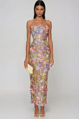 Vestito Maxi Ricamato a Fiori