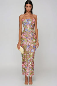 Vestito Maxi Ricamato a Fiori