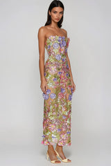 Vestito Maxi Ricamato a Fiori