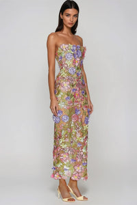Vestito Maxi Ricamato a Fiori