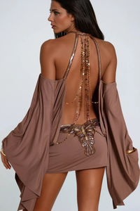 Vestito Mini Schiena Nuda con Paillettes