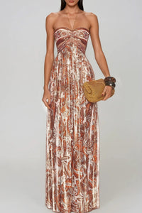 Vestito Maxi Collo Alto con Stampa Paisley