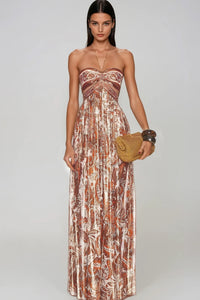 Vestito Maxi Collo Alto con Stampa Paisley