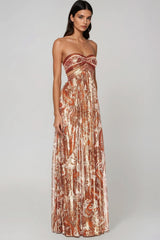 Vestito Maxi Collo Alto con Cut-Out Paisley