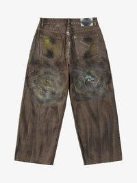 Jeans Effetto Vissuto Wide-Leg Graffiti Retrò — Vista 2