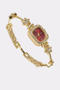 Orologio Elegante con Strass e Dettagli Floreali